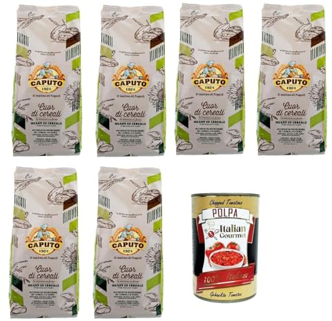 6x Caputo farina Cuor di Cereali 1kg Mehl heart of cereals Mehlauswahl aus Getreide und Samen + Italian Gourmet polpa 400g