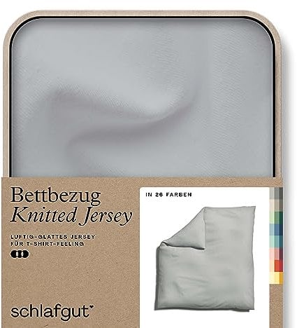 schlafgut Knitted Jersey Bettwäsche 240x220 cm Bio-Baumwolle, Grey Light