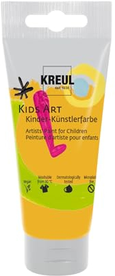 KREUL - 43318-Vernice Artigianale Kids Art per Bambini, Scolastica a Base d'Acqua, Oro 75 ml, Vernice Opaca artisti Tela, Carta e Cartone, Vegan, 43318