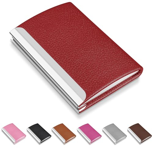 NANXJIUR Porte-Cartes de Visite en Cuir Porte-nom Sac Porte-Cartes de Visite en métal, Slim Porte-Cartes de Visite pour Hommes et Femmes avec Fermeture magnétique Porte-Cartes de Visite Professionnel
