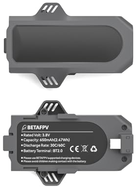 BETAFPV 2pcs Aquila16 Exclusive Battery 650mAh 1S Battery 3.8V 60C FPV LiHV Battery with BT2.0 Connector Compatible for Aquila16 FPV Kit, Aquila16 Brushless Drone Fly Freestyle and Racing in M Mode