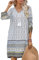 Zeagoo Women's Summer Bohemian Dresses 3/4 Sleeve Floral Casual Ladies Beach Dress UK White S