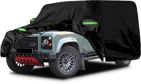 Autoabdeckung Wasserdicht Ersatz für Land Rover Defender 110 1990-2016, Vollgarage Autoplane Outdoor Abdeckung für Regen Schnee Sonne Staub UV Schutz, Winddicht Auto Abdeckplane Winter & Sommer