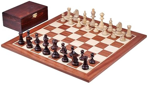 Sunrise Chess & Games Staunton Nr. 5 Schachfiguren im Holzkoffer - Traditionelles Schachset