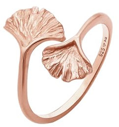 Elli Ring Damen Gingko Blatt Offen Trend in 925 Sterling Silber Vergoldet