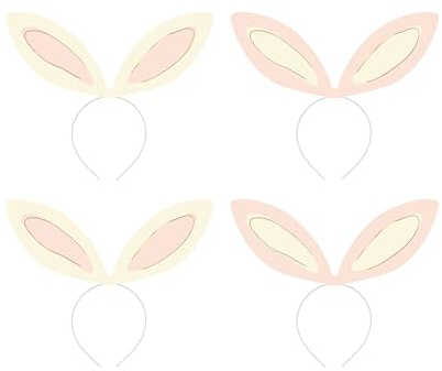 Lot de 4 serre-têtes avec oreilles de lapin - 12,5 x 29 cm - Serre-tête avec oreilles de lapin pour enfants - Kit de bricolage - 12,5 x 29 cm - Crème rose - Décoration de fête de Pâques - Accessoires