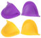 sourcing map 4pcs Mini Silicone Oven Mitts 110x85x70mm Small Heat Resistant Rubber Air Fryer Gloves for Kitchen Cooking and Baking, Purple Yellow