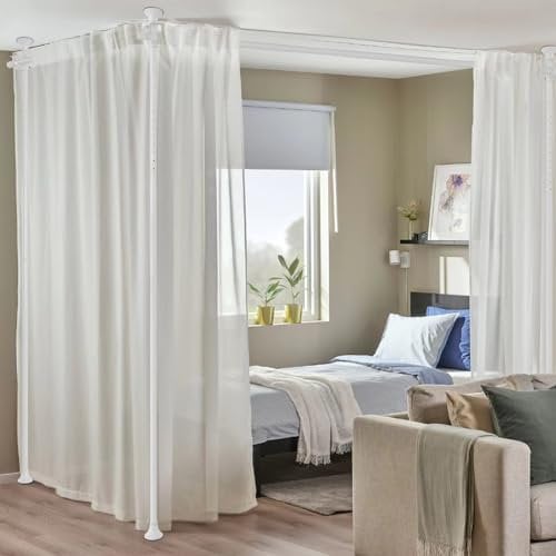 Raumteiler, ohne Bohren, Vorhangstangen, Wandteiler für Raumtrennung, 304,8 cm hoch, 289,6 cm breit, verstellbar, vom Boden bis zur Decke, hängende Trennwand, Raumteiler, lange robuste Raumteiler,