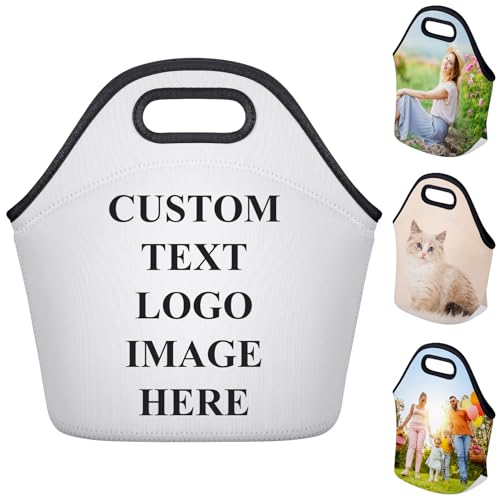 Fyore Lonchera personalizable, con texto personalizado, con foto, logotipo, personalizada, reutilizable, para oficina, trabajo, escuela, picnic al aire libre