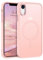 GUAGUA Magnetic for iPhone XR Phone Cases, iPhone XR Case [Compatible with MagSafe] [Military Grade Protection] Translucent Matte Back Slim Shockproof Anti-Scratch Phone Cover 6.1-Inch, Light Pink