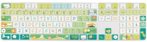 Niedliche Tastaturabdeckung für Apple iMac Magic Keyboard 2021 (Modell: A2520) mit Ziffernblock und Touch-ID, Silikon-Tastaturschutz, US-Layout, niedliche Blumen