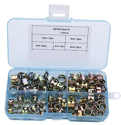 ORFOFE 75pièces Clips à Ressort Colliers De Serrage Métalliques Pour Tuyaux Et Tubes Fixations Universelles Pour Eau Air Et Carburant