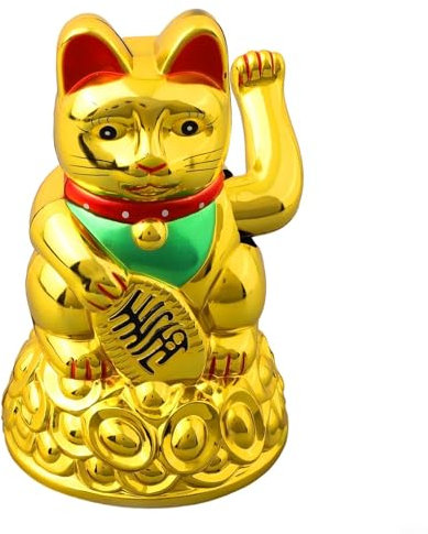 HEIBTENY Glückskatze, Winkekatze Maneki Neko Winkekatze Gold Winke Katze Chinesische Glücks glückskatze Lucky cat deko Katze(6.5inch Gold)