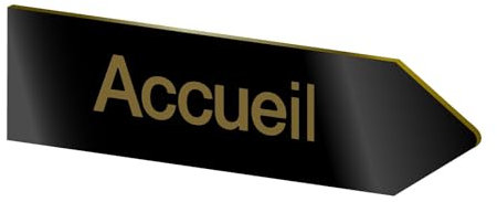 DECOHO - Panneau directionnel personnalisable - Signalétique PMMA noire et or - Flèche droite gravure laser - 80x300 mm adhésif 3M intérieur extérieur - Noir