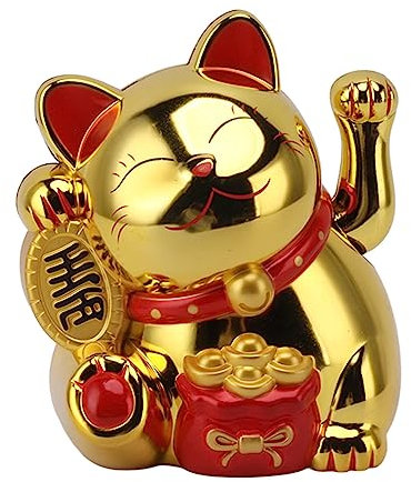 Chat porte-bonheur, 5,5 pouces, chat porte-bonheur, chat d'argent, bras ondulé électrique, chat porte-bonheur chinois, chat porte-bonheur japonais, bras agitant, décoration de chat (MLY11020-4 Or)