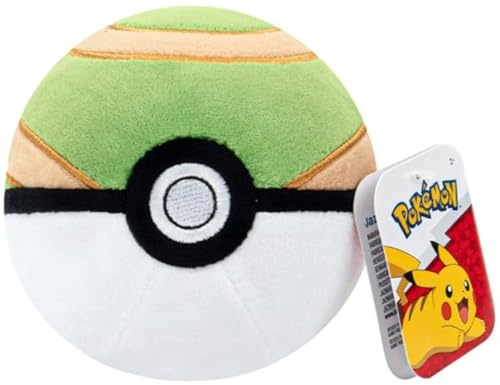 Pokemon 4 Pokeball Plush - Soft Stuffed Poke Ball Toy with Weighted Bottom (Nest Ball)