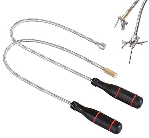 2 Stück Magnetheber Magnetstabgreifer, 60cm Stabmagnet Stark, Flexibler Magnetheber Tragbares Magnetstabgreifer mit Flexibler Schwanenhals