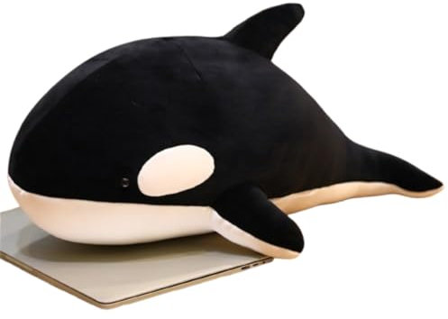 champracer Orca Kuscheltier,Realistisches Orca-Wal-Plüschtier, Fische, Plüschtiere, Puppen,Riesiger, Weicher Und Kuscheliger Killerwal,weiche Ozean-Meereskreaturen Orca Haie Plüsch (60 cm,Schwarz)