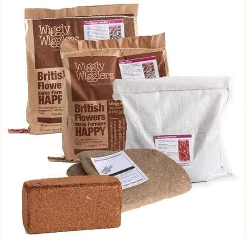 Wiggly Wigglers Worm Composting Kit Wormery Kit For Live Worms, Bedding Block, Lime Mix & Moisture Matting | Worms Farm | Composting Worms | Gardening Equipment | Vermicomposting