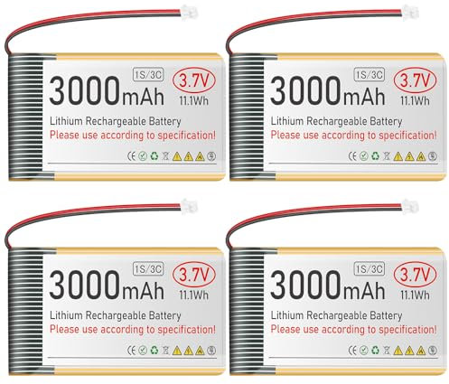3,7 V, 3000 mAh, batteria ai polimeri di litio ricaricabile 1S 3C, con scheda di protezione, nastro isolante in gomma, micro JST 1.25, connettore per scheda di sviluppo AR duino ESP32 (confezione da