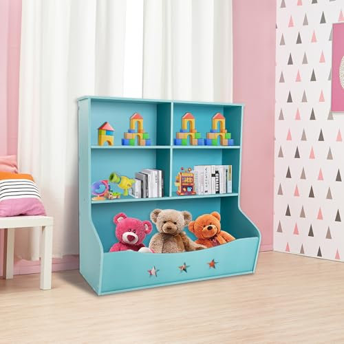 Buch Und Spielzeugaufbewahrungsschrank Home Organisation Spielzeug BüCherregal Kinderaufbewahrungsorganisator Kinderaufbewahrungs-Organisator 3-StöCkiges Toy Bookcase Box Für Kinderzimmer (Hellblau)