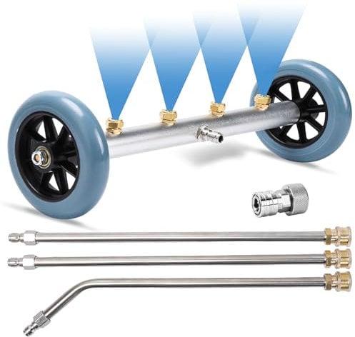 SEPLY Undercarriage Pressure Washer Attachment, 16 Inch Pressure Washer Undercarriage Cleaner, Under Car Pressure Washer Attachment with 3 Pcs Extension Wand, 4000 PSI