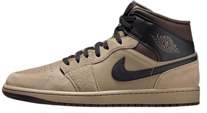 Air Jordan 1 Mid Men's Shoes (HV6422-200, Khaki/Baroque Brown/Gum Light Brown/Black), Khaki/Baroque Brown/Gum Light Brown/Black, 8 UK