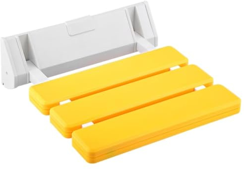 FreeTec Duschklappsitz Duschsitz Klappbar Wandmontage Belastbar bis 130kg Tragkraft Zusammenklappbar Duschhocker Dusche Sitzgelegenheit Stuhl Gelb