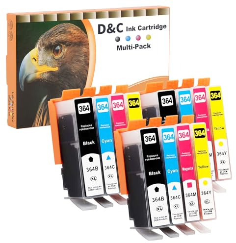 D&C 364XL Multipack Druckerpatronen für HP 364 364 XL Kompatible Druckerpatronen für HP Photosmart 5520 5510 5520 5524 Deskjet 3520 Officejet 4622 4622, 5510 5520 5524 6520 5515 7520(12er-Pack)
