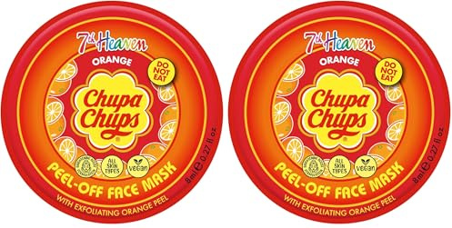 7th Heaven x Chupa Chups Peel Off Face Mask (Orange) Exfoliating Facial Mask with Orange Peel, Vegan - Genuine 7th Heaven Face Masks Skincare (Pack of 2)
