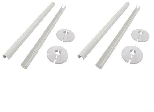 NINMORTH Radiator Pipe Covers and Collars with 15mm Diameter and 300mm Long, 4PCS White