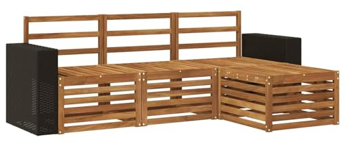 vidaXL Outdoor-Sofagarnitur 4 pcs Natur, Garten-Sofa, modernes Lounge-Set, entspannende Möbel für Terrasse, ideal zum Chillen