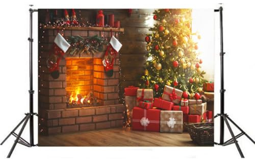 LALADEFIEE Fondo Fotográfico de Chimenea Navideña 90x150 Cm para Decoración de Fiesta en Casa Detalles Realistas y Tela Ligera para Sesiones de Fotos