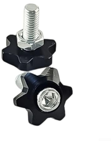 Decorative Number Plate Bolts Star Design - High Strength Aluminium Screws for Vehicle Registration - Fitment Fixings - 2 Pack Assorted Colours(Black)