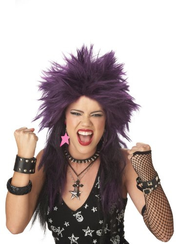 California Costumes Rock It! 80'S Goth Punk Rock Purple/Black Adult Costume Wig