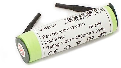 vhbw Akku kompatibel mit Braun 5569, 5575, 5579, 5580, 5584, 5585, 5586, 5596, 5597 elektrische Zahnbürste (2500mAh, 1,2V, NiMH)