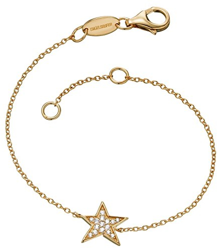 Engelsrufer Stern Armband für Damen vergoldetes 925er-Sterlingsilber mit 15 weißen Zirkonia Länge 16 cm + 2 cm