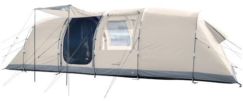 Skandika Tunnelzelt Casablanca 8 Protect | Camping Zelt mit 2 Schlafkabinen, dunkle Schlafkabine, eingenähter Zeltboden, 3000 mm Wassersäule, 2m Stehhöhe, Moskitonetz | Familienzelt