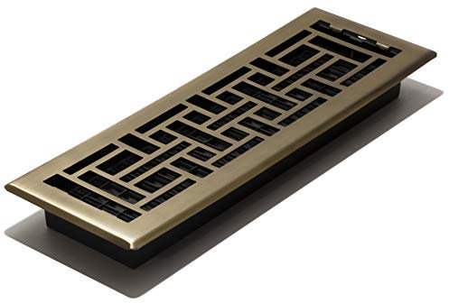 Decor Grates Oriental Floor Register, Antique Brass Finish, 4x14