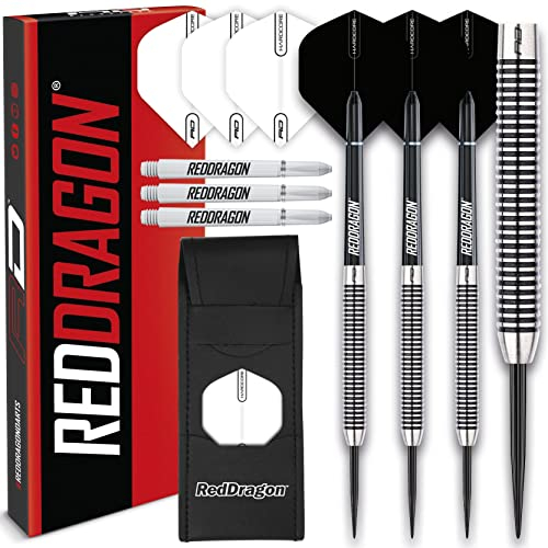 RED DRAGON Pegasus 22 Gramm-Professionelles Tungsten-Steeltip-Dart-Set mit Flights, Schäften (Shafts) und Brieftasche