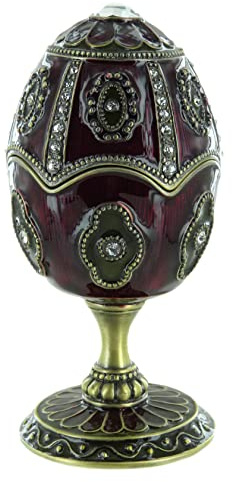 Lutèce Créations Musikalisches Ei/Schmuckei im Fabergé-Stil aus Metall mit Spieluhr, Vergoldungen, Strasssteinen und 18-Ton-Federspielwerk - Schwanensee (P. I. Tschaikowski)