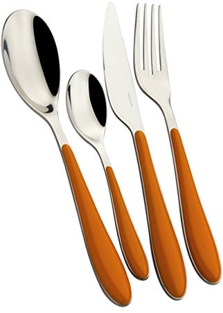 BUGATTI GGOU-023F50 Gioia Ménagère de 24 Pièces Service de Table SAN/Acier Orange 22 x 8 x 30 cm