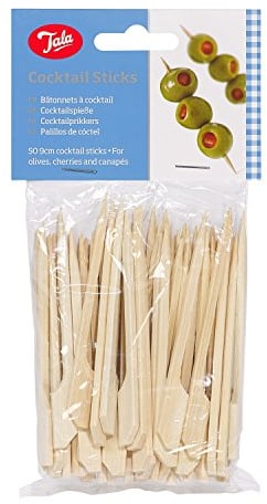 Tala 50 Bamboo Cocktail Sticks, Brown, 9 cm