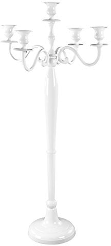 Gräfenstayn Kerzenleuchter 1, 3 oder 5-armig Kerzenständer - Verschiedene Größen - Leuchter Kandelaber in Silber, Schwarz, Weiß oder Gold (XL, Weiß)