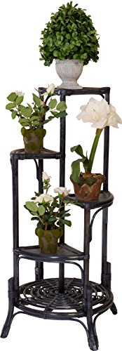 Korb-Outlet Blumenständer/Blumensäule aus Rattan Farbe Dunkelblau DE