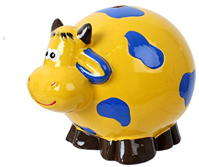 TE-Trend Kinder Sparbüchse Spardose Kuh Keramik Sparschwein in dekorativem Design 11 cm lang