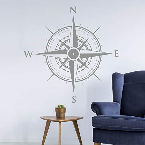 KOMPASS Windrose Aufkleber Wandtattoo Wandaufkleber Sticker (40 (B) x 40 (H) cm, Grau)