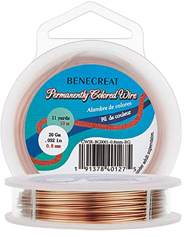 BENECREAT 20Gauge (0.8mm) Anlaufbeständiger Kupferdraht Schmuck Schmuckdraht, 10M/11Yard