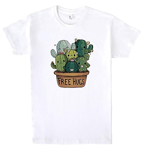 Pampling T-Shirt mit kurzen Ärmeln, aus 100% Baumwolle, Unisex Bekleidung mit originellen Motiven in 5 Größen, T-Shirt Weiß, Modell Soft Hugs (M)