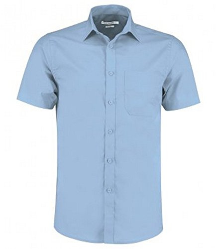 Kustom Kit Mens Short Sleeve Tailored Poplin Shirt (22) (Light Blue)